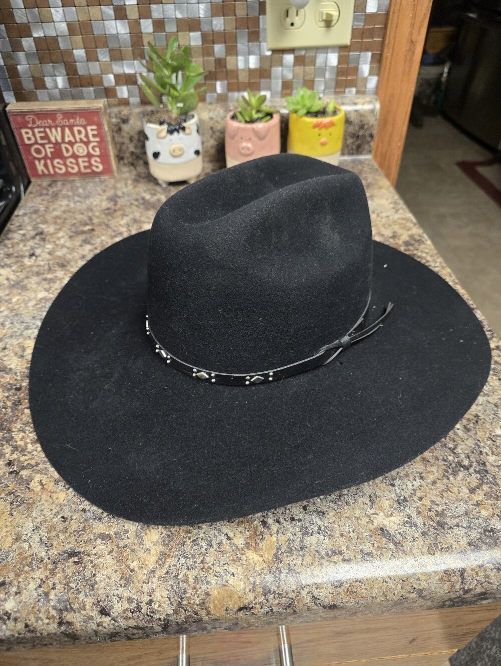 Men's Black Western Cowboy Hat with Studded Band